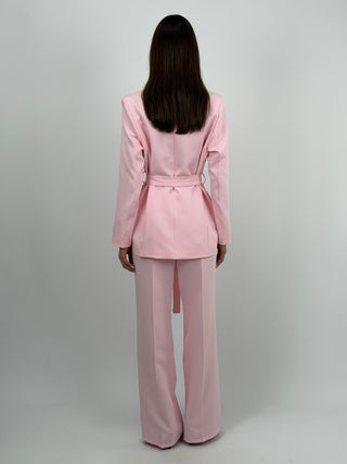 Completo Blazer con Cintura e Pantalone Rosa