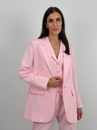 Completo Blazer Monopetto e Pantalone Rosa