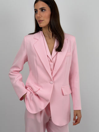 Completo Blazer Monopetto e Pantalone Rosa
