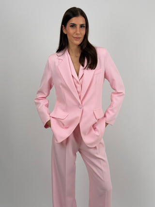 Completo Blazer Monopetto e Pantalone Rosa