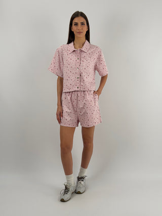 Set Camicia e Shorts Rosa in Fantasia Floreale