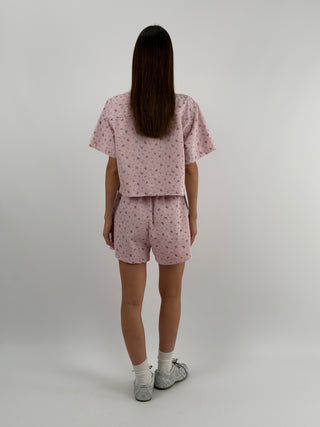 Set Camicia e Shorts Rosa in Fantasia Floreale