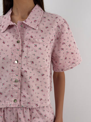 Set Camicia e Shorts Rosa in Fantasia Floreale