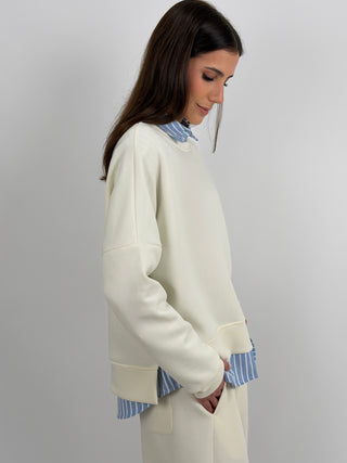 Set Coordinato Felpa e Pantalone Panna