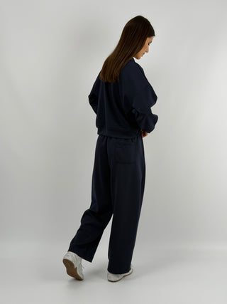 Set Coordinato Felpa con Zip e Pantalone Blu