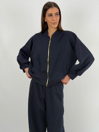 Set Coordinato Felpa con Zip e Pantalone Blu