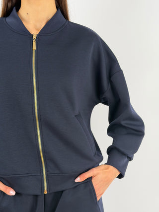 Set Coordinato Felpa con Zip e Pantalone Blu