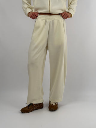 Set Coordinato Felpa con Zip e Pantalone Panna