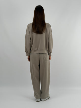 Set Coordinato Felpa con Zip e Pantalone Tortora