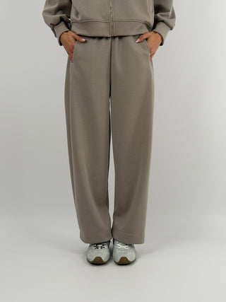 Set Coordinato Felpa con Zip e Pantalone Tortora