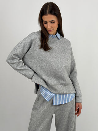 Set Coordinato Felpa e Pantalone Grigio Chiaro