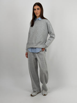 Set Coordinato Felpa e Pantalone Grigio Chiaro