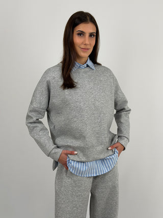 Set Coordinato Felpa e Pantalone Grigio Chiaro