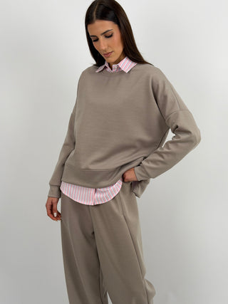 Set Coordinato Felpa e Pantalone Tortora