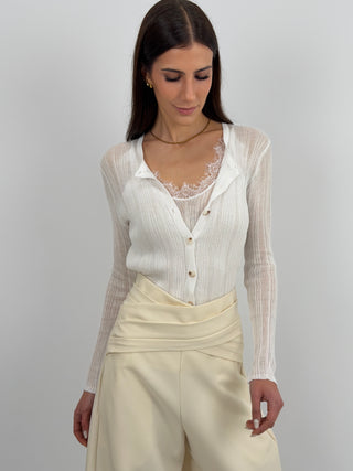 Twinset Cardigan e Top Traforati Bianco