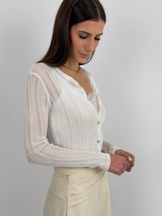 Twinset Cardigan e Top Traforati Bianco