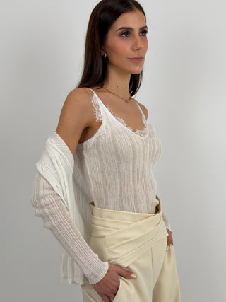 Twinset Cardigan e Top Traforati Bianco