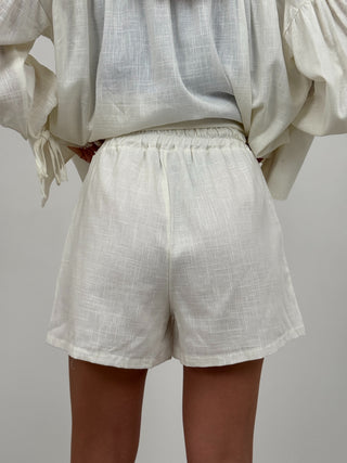 Coord Set Camicia e Short in Lino Cassandre Bianco