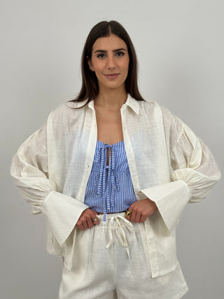 Coord Set Camicia e Short in Lino Cassandre Bianco