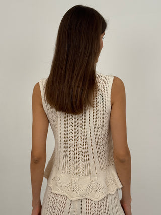 Set Coordinato Top e Shorts in Crochet Crema