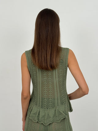 Set Coordinato Top e Shorts in Crochet Verde