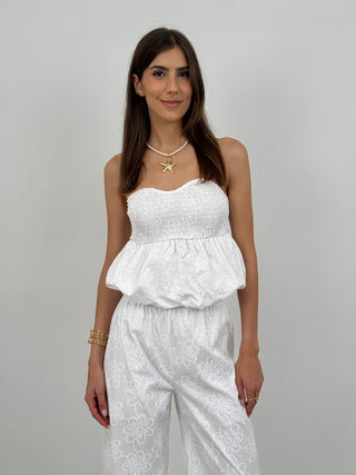 Set Coordinato Top e Pantalone Skiathos Bianco