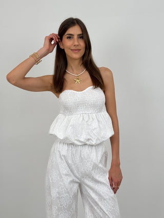 Set Coordinato Top e Pantalone Skiathos Bianco