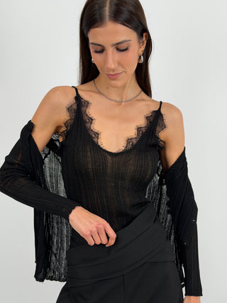 Twinset Cardigan e Top Traforati Nero