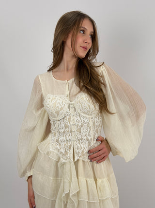 Corsetto Bianco con Pizzo e Bottoncini