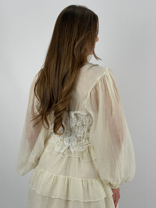 Corsetto Bianco con Pizzo e Bottoncini