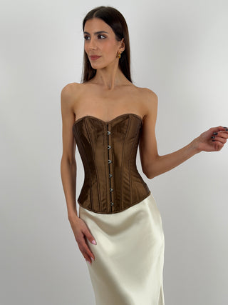 Corsetto in Raso Marrone