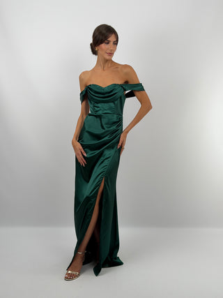 Emerald Green Maxi Dress with Slit