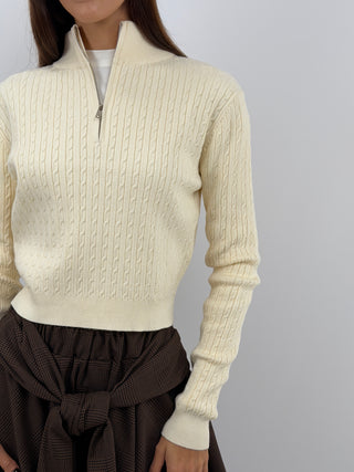 Pull à Zip Crème