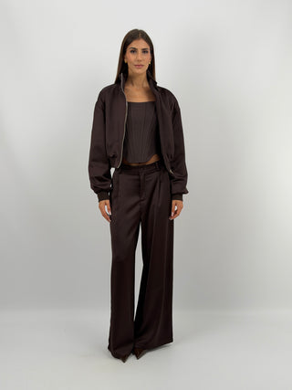 Pantalone Satin Marrone Lumina