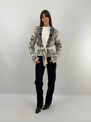 Cream Patterned Cardigan