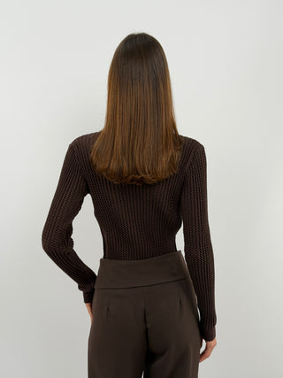 Brown Textured Turtleneck