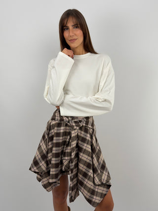 Brown Check Mini Skirt