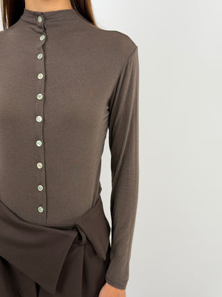 Pull Cachemire Ultralight avec Boutons Marron