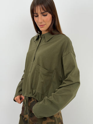 Military Green Collared Sweater