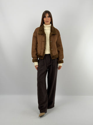 Brown Shearling-Effect Jacket