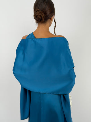Stola in Satin Blu Petrolio