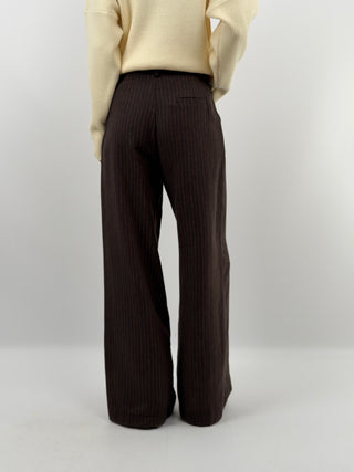 Brown Pinstripe Trousers - Lumina