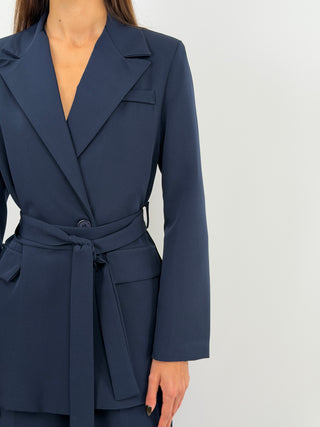 Completo Blazer con Cintura e Pantalone Blu