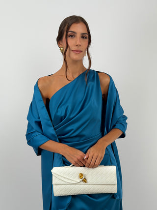 Stola in Satin Blu Petrolio