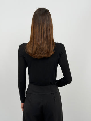 Maglia con Cashmere Ultralight con Bottoni Nera