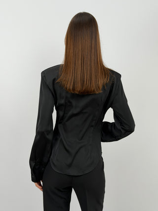 Black Shirt with Feathers