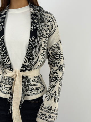 Cream Patterned Cardigan