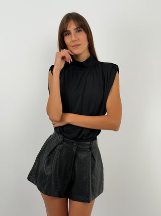 Shorts in Eco Pelle Nero