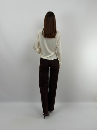 Jeans Straight Leg Marroni