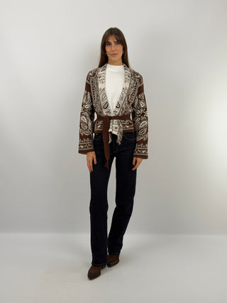Cardigan in Fantasia Marrone